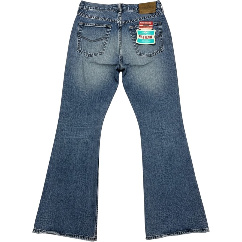 Vintage Unionbay Fit & Flare High Rise Raw Hem Jeans Medium Wash 9 26x32 90s Y2K